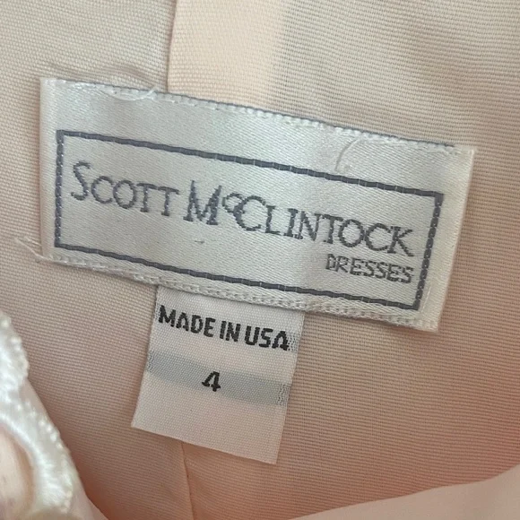 Vintage Scott McClintock Light Pink/Peach Off the Shoulder Jacquard Dress - Picture 2 of 10